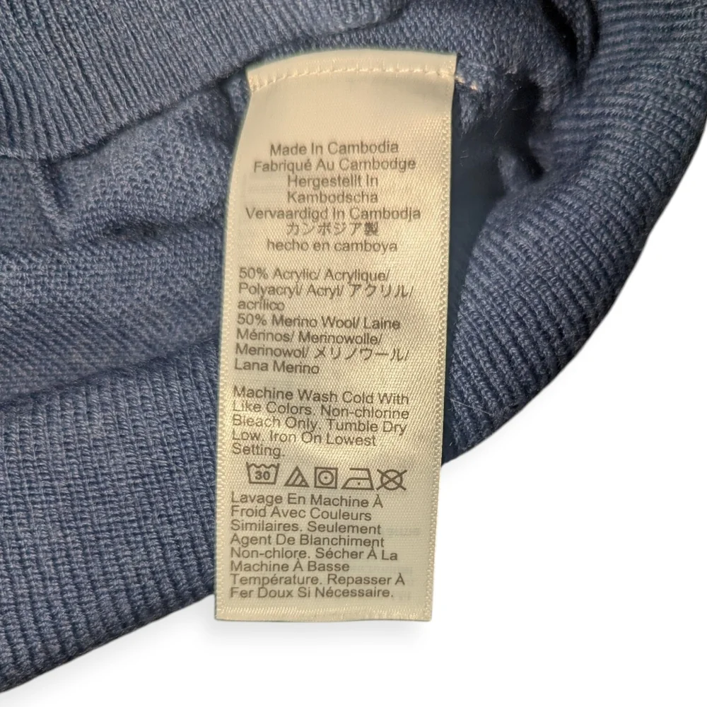 J.Crew Marina Wool Striped blue Base Layer lightweight sweater Men's Size Medium